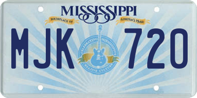 MS license plate MJK720