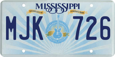 MS license plate MJK726