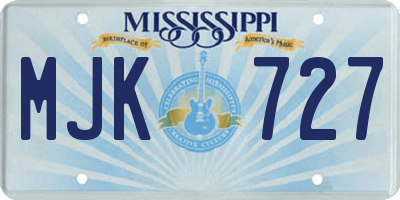 MS license plate MJK727