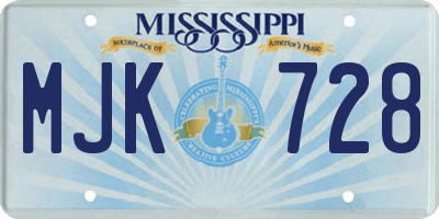 MS license plate MJK728