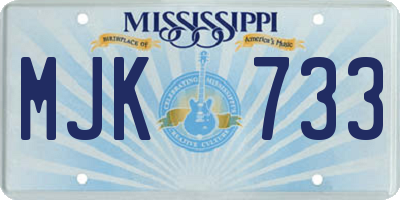 MS license plate MJK733