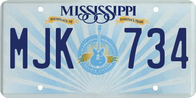 MS license plate MJK734