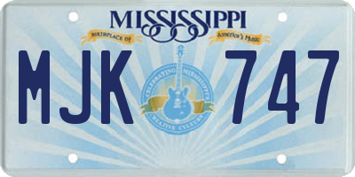 MS license plate MJK747