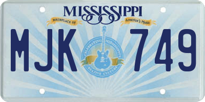 MS license plate MJK749