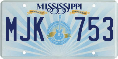 MS license plate MJK753