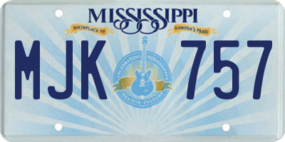 MS license plate MJK757