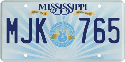 MS license plate MJK765
