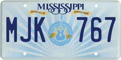 MS license plate MJK767