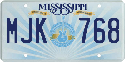 MS license plate MJK768