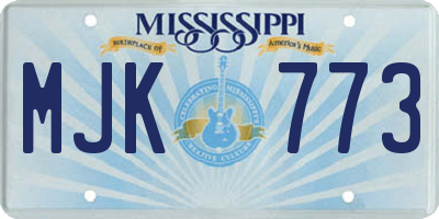 MS license plate MJK773