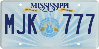 MS license plate MJK777