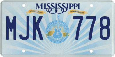 MS license plate MJK778