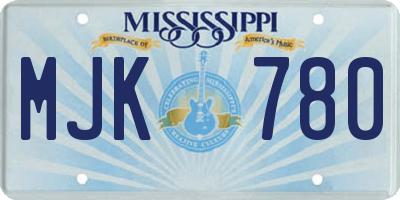 MS license plate MJK780