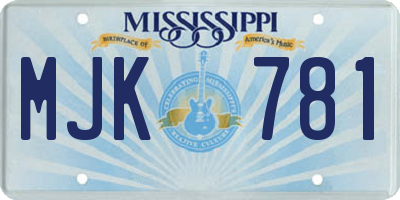 MS license plate MJK781