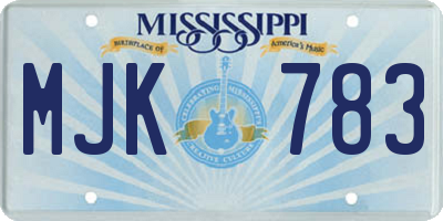 MS license plate MJK783