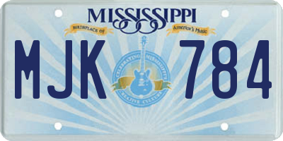 MS license plate MJK784