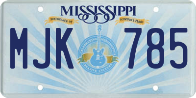 MS license plate MJK785