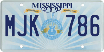 MS license plate MJK786