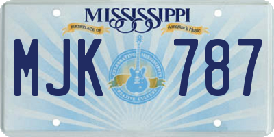 MS license plate MJK787