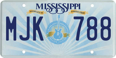 MS license plate MJK788