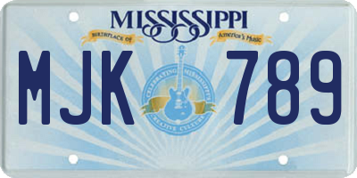 MS license plate MJK789