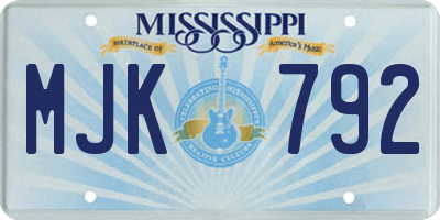 MS license plate MJK792