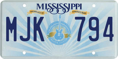 MS license plate MJK794