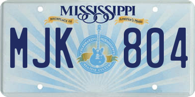 MS license plate MJK804