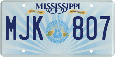 MS license plate MJK807