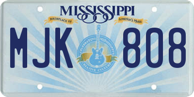 MS license plate MJK808