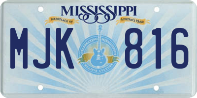 MS license plate MJK816