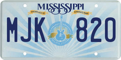 MS license plate MJK820