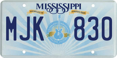 MS license plate MJK830