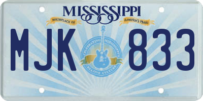 MS license plate MJK833