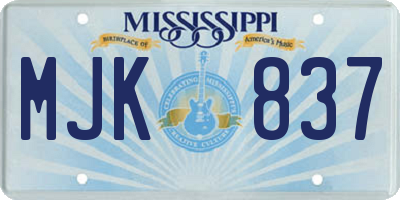 MS license plate MJK837