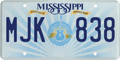 MS license plate MJK838