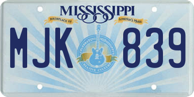 MS license plate MJK839