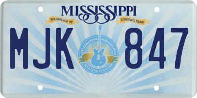 MS license plate MJK847