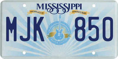 MS license plate MJK850