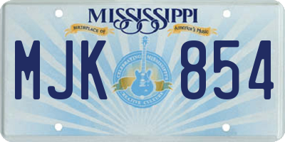 MS license plate MJK854
