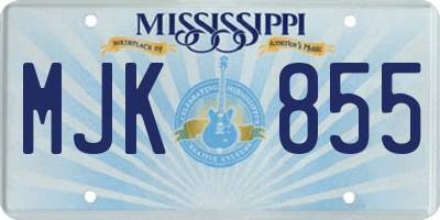 MS license plate MJK855