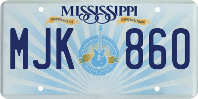 MS license plate MJK860