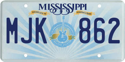 MS license plate MJK862