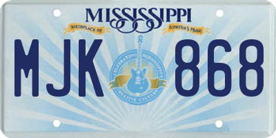 MS license plate MJK868