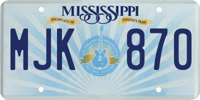 MS license plate MJK870