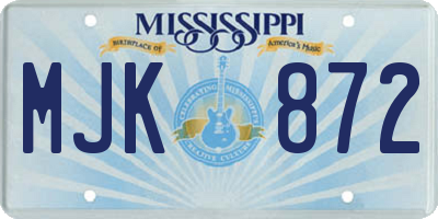 MS license plate MJK872