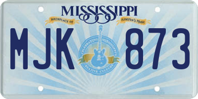 MS license plate MJK873
