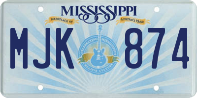 MS license plate MJK874