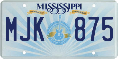 MS license plate MJK875