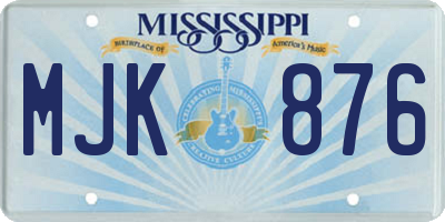 MS license plate MJK876